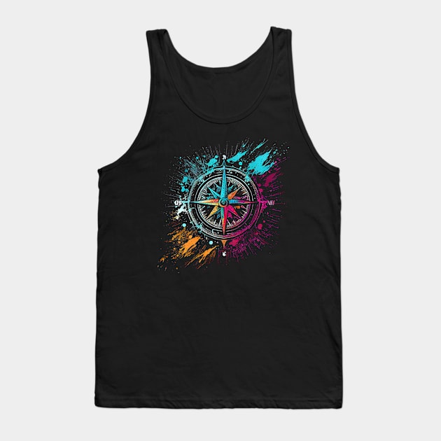 Colorful airbrush graffiti compass Tank Top by Unelmoija